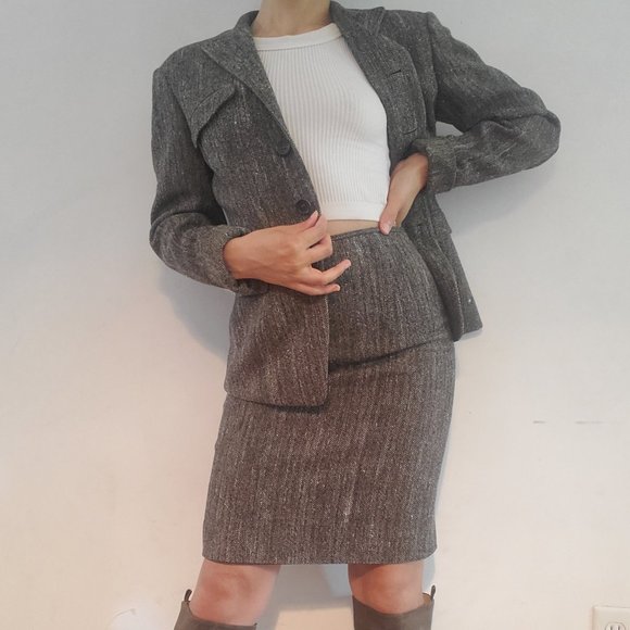 JIL SANDER Vintage Tweed Skirt Suit Set
